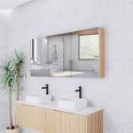 American oak Fluted Mirror Cabinet 1500
